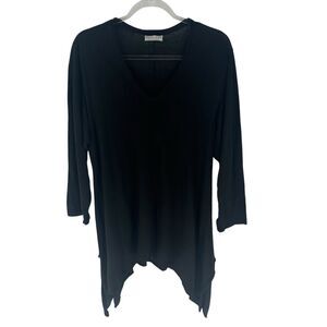 Habitat Clothes to Live Tunic Womens XL Black Linen Asymmetrical Long Sleeve